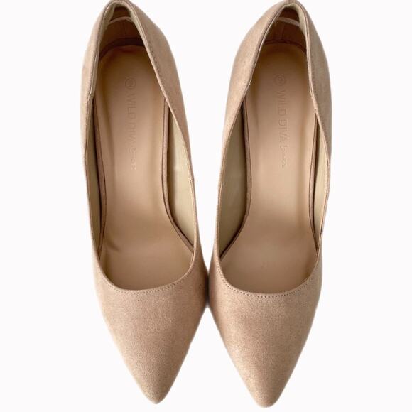 Wild Diva Lounge Tan and Metallic Gold Stilettos Sz 9 - Picture 2 of 10